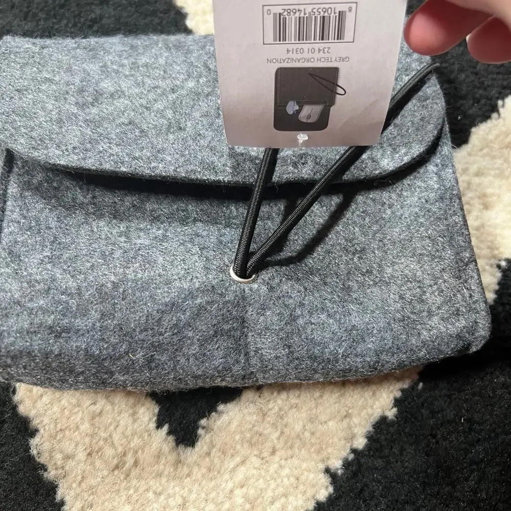 Target Canvas Zippered Pencil Case Gray Organizer Pouch Mesh Pocket School NWT